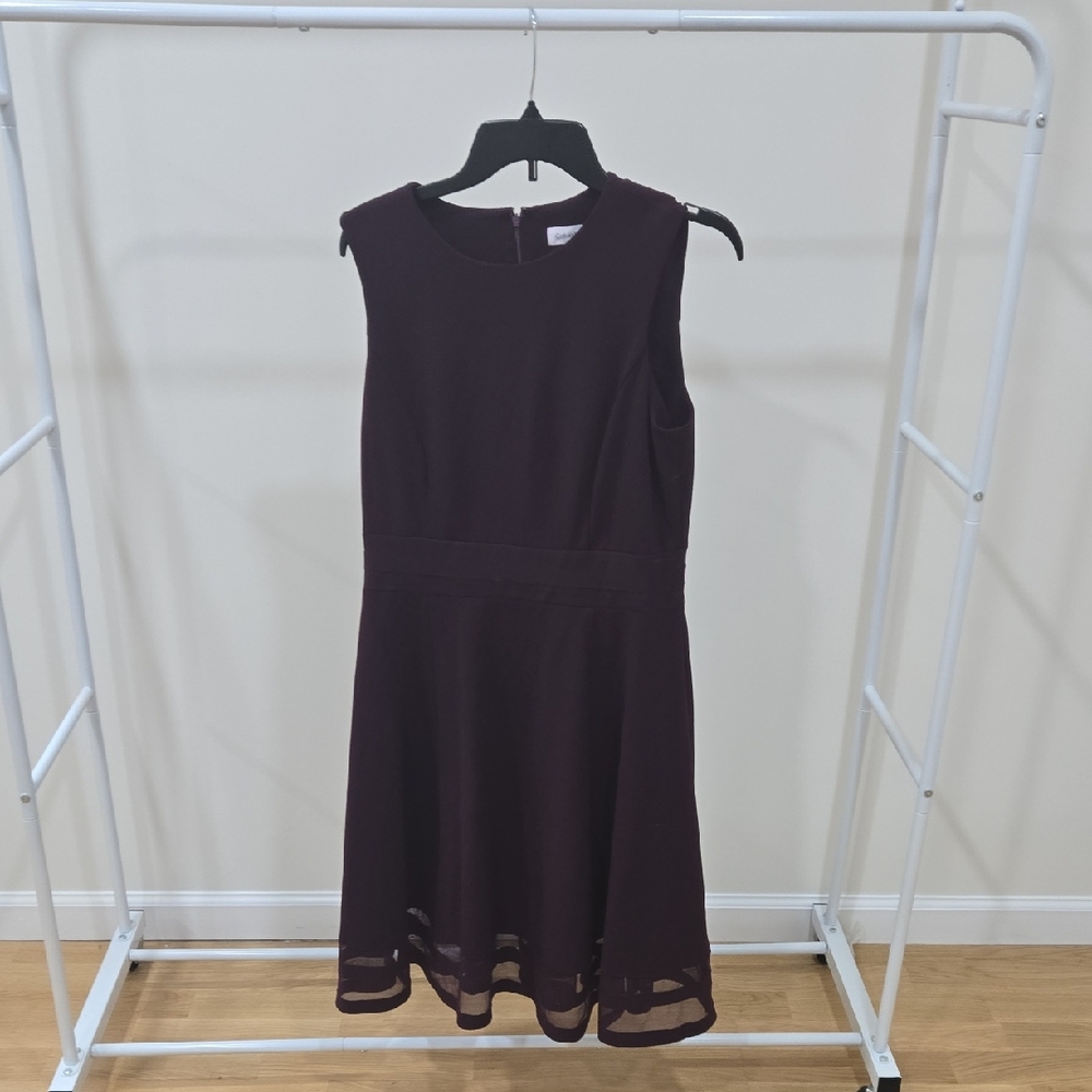 Calvin Klein Sleeveless Midi Dress in Dark Purple